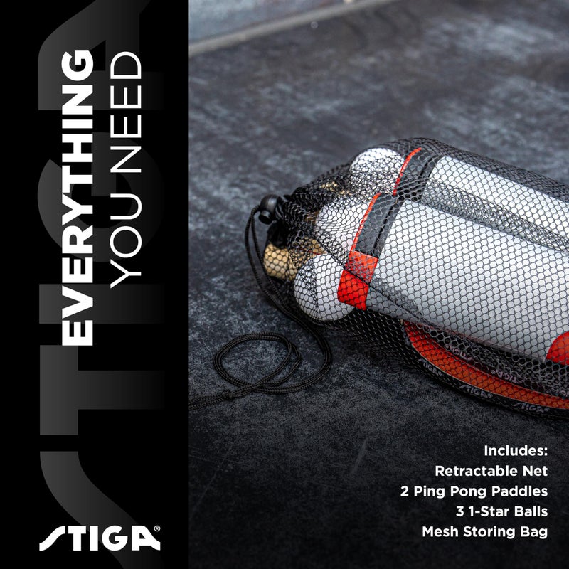 STIGA Retractable Anywhere Table Tennis Set - Fits Any 6' Wide, 1.75" Thick Table - Table Tennis Nets for Any Table - Paddles, Balls, and Net Included - Image 5